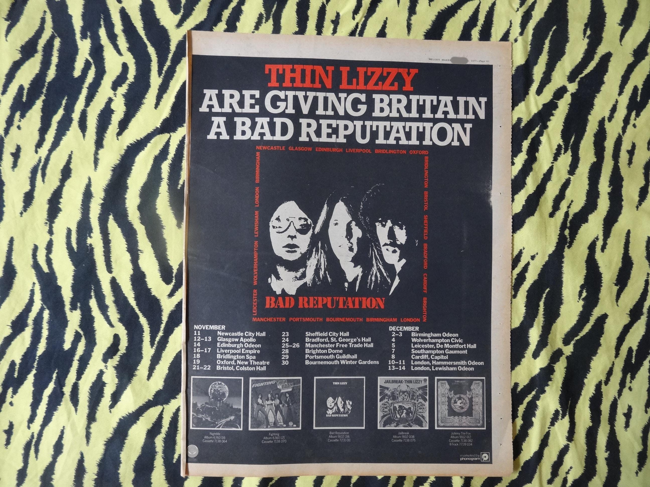 Original 1977 Thin Lizzy Touradvert/poster, Rare Vintage Poster