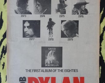 Original 1980 Bob Dylan Advert Poster, Rare Vintage Poster, 
