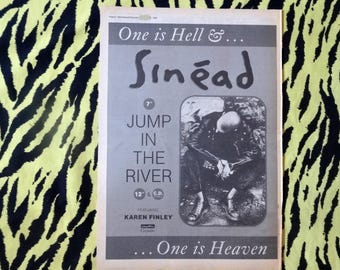 Original 1988 Sinéad O'Connor Werbung/Poster, Seltenes Vintage Poster "Jump In The River" Rock Poster, New Wave, Vintage Papier
