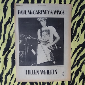Original 1973 Paul McCartney Wings Anuncio/Cartel, Cartel vintage raro, "Helen Wheels" LP Rock Poster New Wave, Vintage Paper Tour Beatles