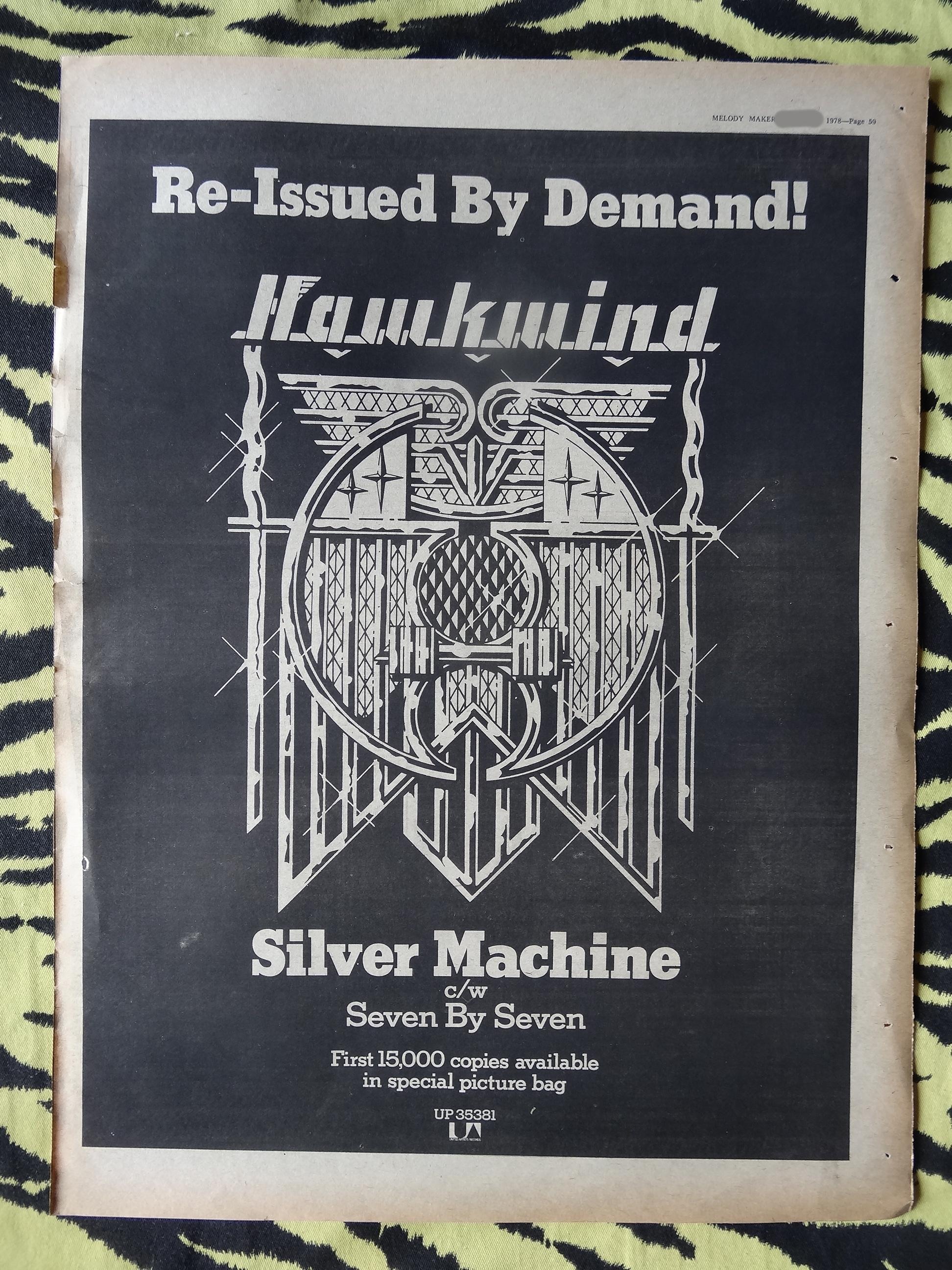 Original 1978 Hawkwind Advert/poster, Rare Vintage Poster 