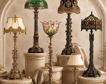 1:12 Victorian Lamp Set STL (Digital Download) | 6 Miniature Floor Lamps | Dollhouse Lighting Decor