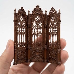 Gothic Victorian Room Divider STL | 1:12 Dollhouse Folding Screen (Digital Download)