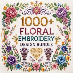 1000種類以上の花柄刺繍デザイン集 | 花柄ミシン刺繍ファイル | 即時ダウンロード