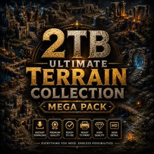 2TB terräng STL Mega Pack | Bordspels-RPG-terrängpaket | Dungeon Tiles, slott, ruiner, kartor | DND-terräng 3D-utskriftsfil