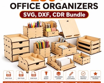 250+ Office Organizer SVG Bundle | Laser Cut Desk Organizer Files (Digital Download)