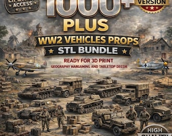 Paquete gigante de más de 1000 archivos STL de la Segunda Guerra Mundial: vehículos, soldados, armas, accesorios, edificios y ruinas / archivos 3D para juegos de guerra.