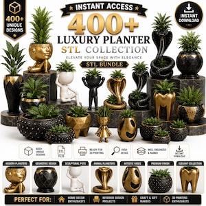400+ Luxury Planter STL Bundle | Modern Geometric Sculptural Designs (Digital Download)