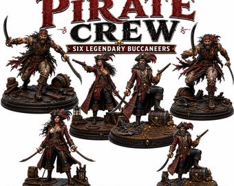 Piratbesättningen STL-paket (digital nedladdning) | 6 legendariska miniatyrer | 3D-utskrivbara STL-filer
