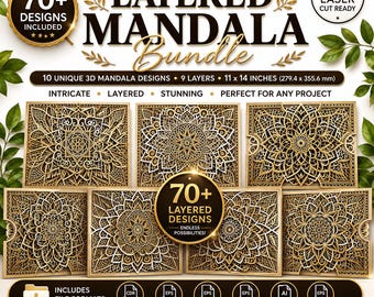 70+ Layered Mandala SVG Bundle | Laser Cut Files (Digital Download)