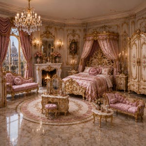 1:12 Scale Rococo Dollhouse Bedroom Furniture Bundle | Luxury French Miniature Set (Digital Download)