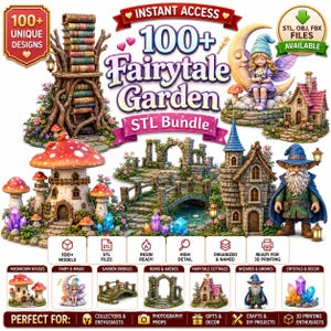 Plus de 100 fichiers STL Jardin enchanté | Maisons miniatures, décoration de jardin et modèles inspirés de la nature | Téléchargement numérique