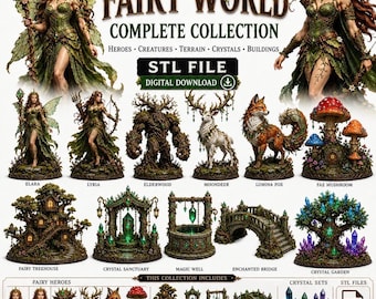 Fairy World STL Bundle | Heroes, Creatures, Terrain, Crystals (Digital Download)