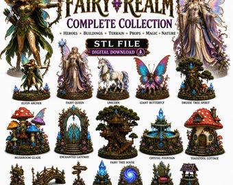 Pakiet Fairy Realm STL | Miniatury fantasy, postacie, teren (do pobrania w wersji cyfrowej)