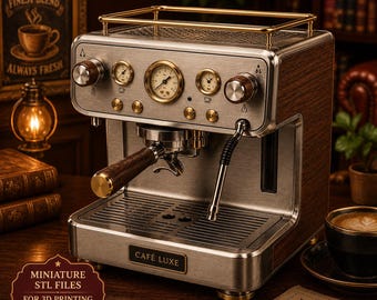 1:12 Scale Espresso Machine STL | Dollhouse Miniature Coffee Maker (Digital Download)