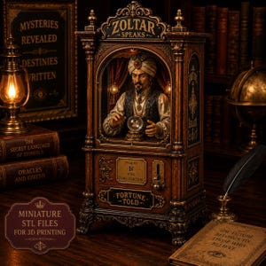 Vintage spåkvinnan miniatyr STL | Dockhus arkad rekvisita i skala 1:12 (digital nedladdning)