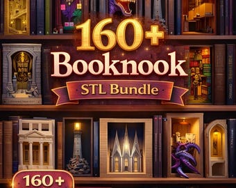 160+ Buch Nook STL Bündel | 3D druckbare Bücherregal Diorama Modelle | Sofort Download