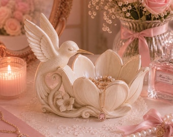 Hummingbird Lotus Jewelry Holder STL | Fairycore Trinket Dish (Digital Download)