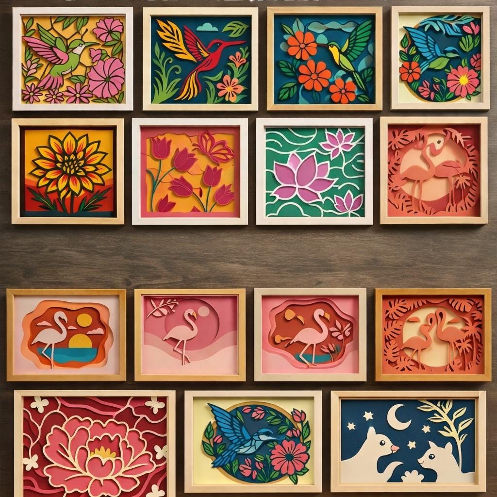 100+ 3D Shadow Box SVG Bundle | Layered Paper Art SVG | Cricut & Laser ...