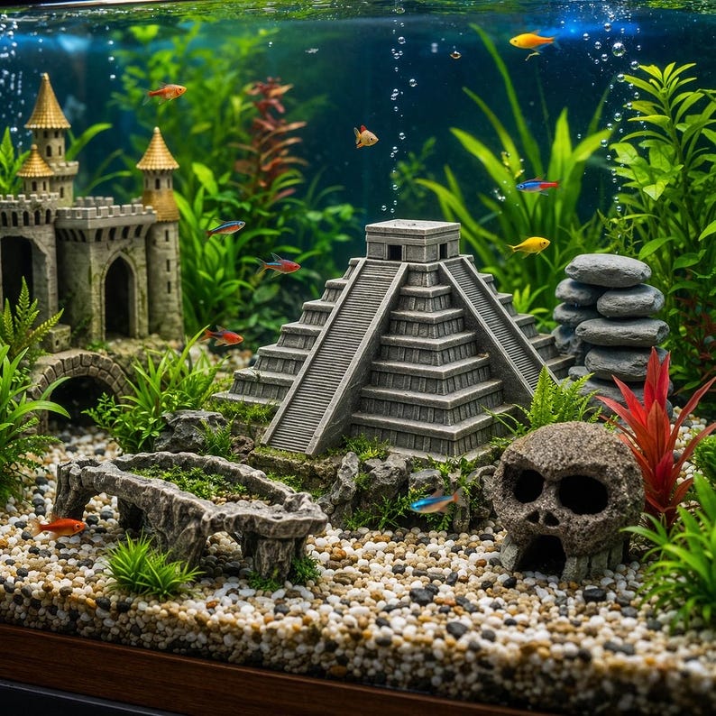 100 Aquarium Decor STL Bundle Fish Tank Accessories 3D Print Files 