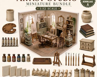 Artist Studio Miniature STL Bundle |Dollhouse Art Room Furniture (Digital Download)