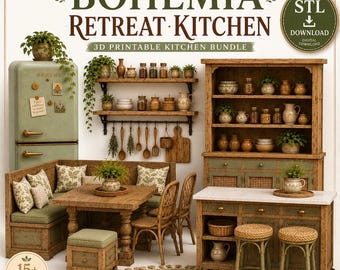 Bohemia Retreat Kitchen STL Bundle |Dollhouse Furniture (Digital Download)