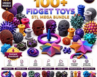 100+ Sensory Toy STL Bundle | Interactive Fidget Models for 3D Printing | Digital Download