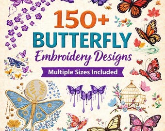 150+ Butterfly Embroidery Designs | Floral Machine Embroidery Files (Instant Download)