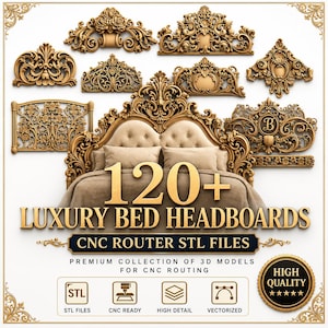 120+ Decorative Headboard STL Bundle | CNC Router Relief Carving Designs | Digital Download