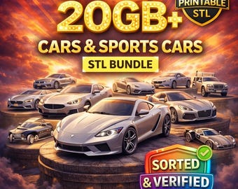 20GB+ Cars & Sports Cars STL Bundle | 3D Printable Vehicle Models (Digital Download)