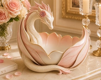 Floral Dragon Jewelry Holder STL | Fantasy Ring Dish, Vanity Organizer (Digital Download)