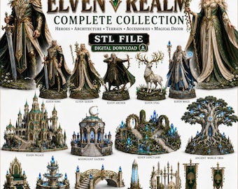 Elven Kingdom STL Bundle | Heroes, Palace, Sanctuary, Terrain (Digital Download)