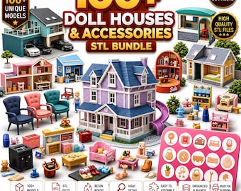 Plus de 100 maisons de poupées miniatures STL | Modèles d'impression 3D de meubles et accessoires | Téléchargement numérique