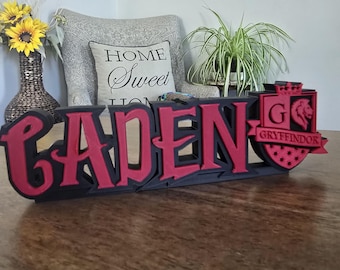 Nombre personalizado inspirado en Harry Potter, personalizable, Gryffindor, Hufflepuff, Slytherin, Ravenclaw, Oficina, Cumpleaños, Regalo, Aula