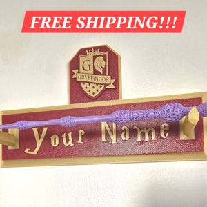 Personalized Harry Potter Inspired Wand Holder, Customizable, House, Wall, Decor, Gift, Decoration, Movie, Witch