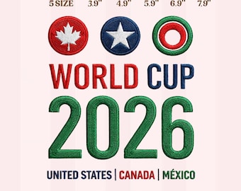 World Cup 2026 Embroidery Design, United States Canada Mexico Soccer Text, Football Embroidery File