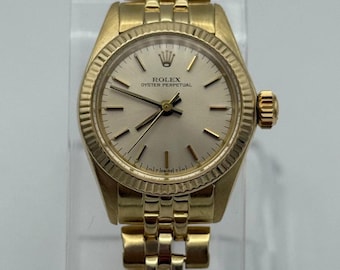 Vintage Rolex Oyster Perpetual M6719/7 14K Yellow Gold Womens Watch Automatic 1970s Serviced
