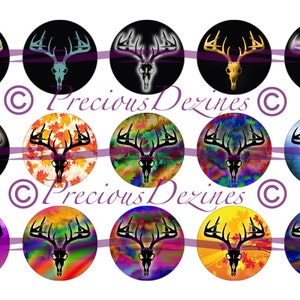 Deer (set2) collage sheet for making epoxy cabs, DIY jewelry, pendants, magnets, pinback buttons, etc, 4x6 download,  bottle cap images