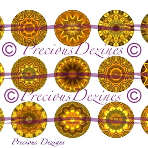 Gold Mandala collage sheet for making epoxy cabs, DIY jewelry, pendants, magnets, pinback buttons, etc, 4x6 download,  bottle cap images