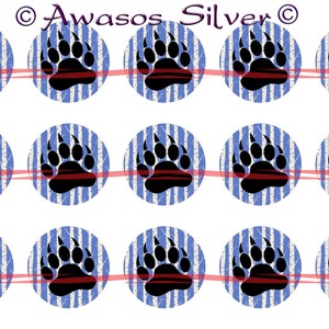 Bear Prints #10 collage sheet for making epoxy cabs, DIY jewelry, pendants, magnets, pinback buttons, etc, 4x6 download,  bottle cap images