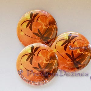 Dragonfly in Amber button. 2.25 round pin back button, magnet, pocket mirror, keyring/bottle opener. Dragonfly Love image 2
