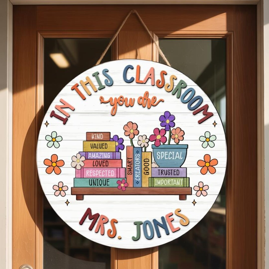 Custom Teacher Classroom Door Sign Personalized Wooden Name Sign in ...