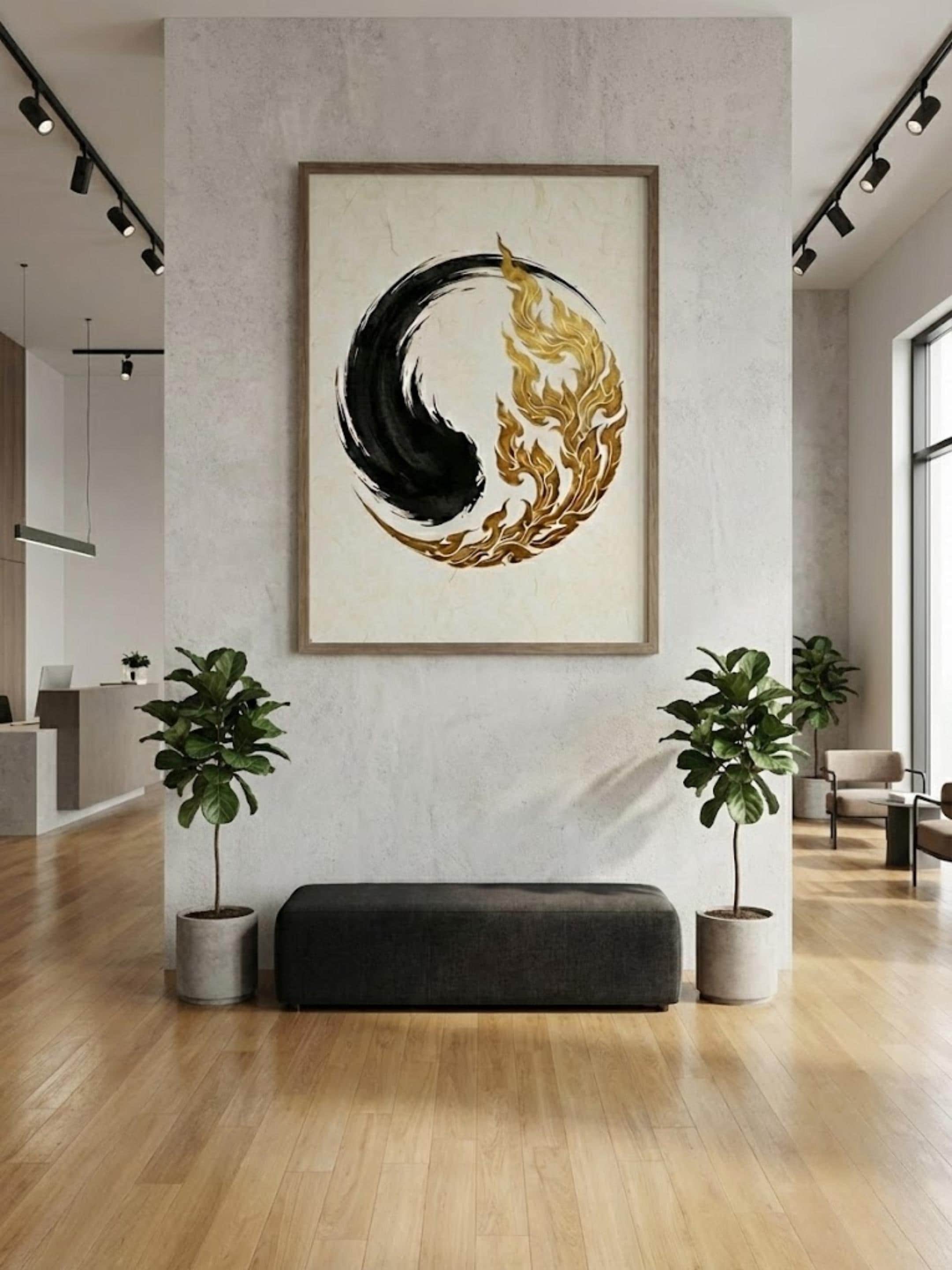 Gold Zen Enso Circle, Thai Luxury Art, Modern Asian Feng Shui Decor ...