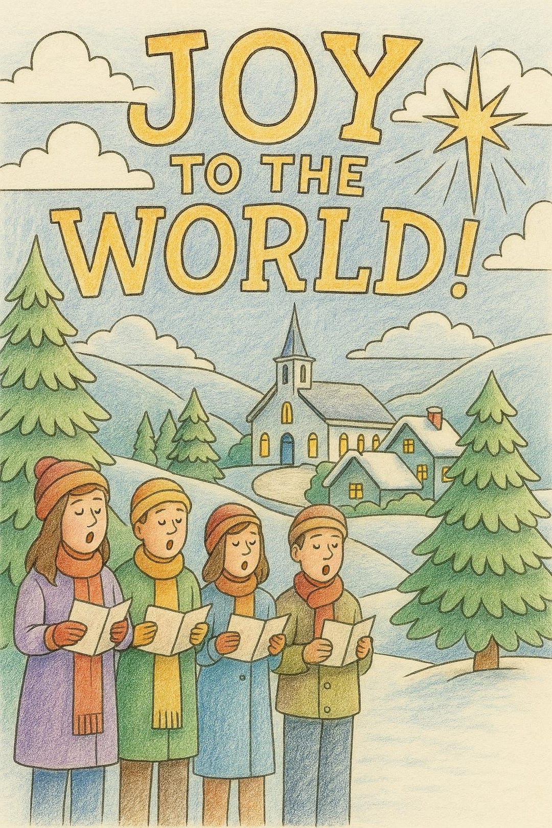 Joy to the World Coloring Page • Holiday Scene Printable • Christian ...