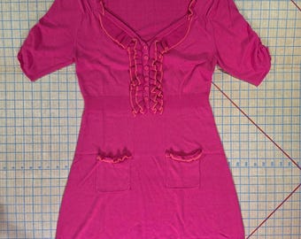 Nanette Lepore Pink Textured Sheath Dress Pockets Medium Y2K