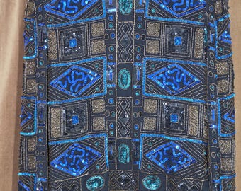 Vintage Scala Art Deco Silk Bead Stained Glass Sequin Jacket