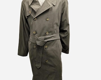 Vintage Burberrys x Bloomingdale’s Olive Trench Coat - Rare Blue Plaid - 44R - DRAY