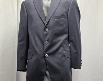 Saks Fifth Avenue Black Sport Coat Made by Samuelsohn 44 L-T