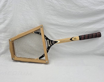 Raqueta de tenis de madera vintage Spalding Galaxie Pancho Gonzales con prensa, década de 1960