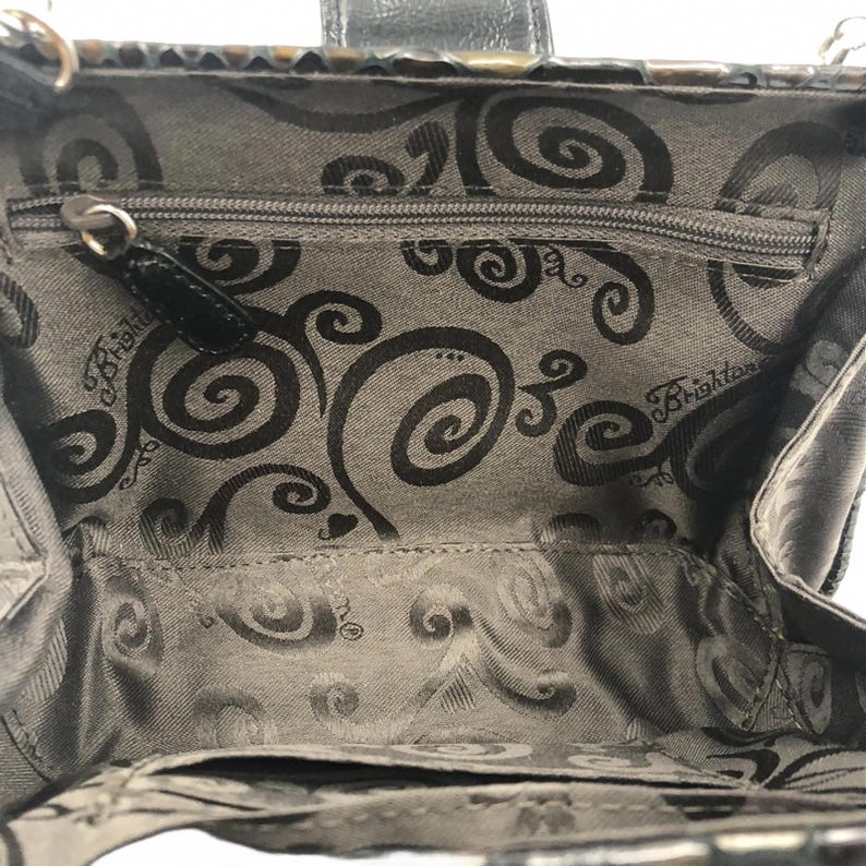 Bolso de noche Brighton Luminesce de piel de serpiente de pitón negra con broche de cristal, nuevo en embalaje original imagen 5